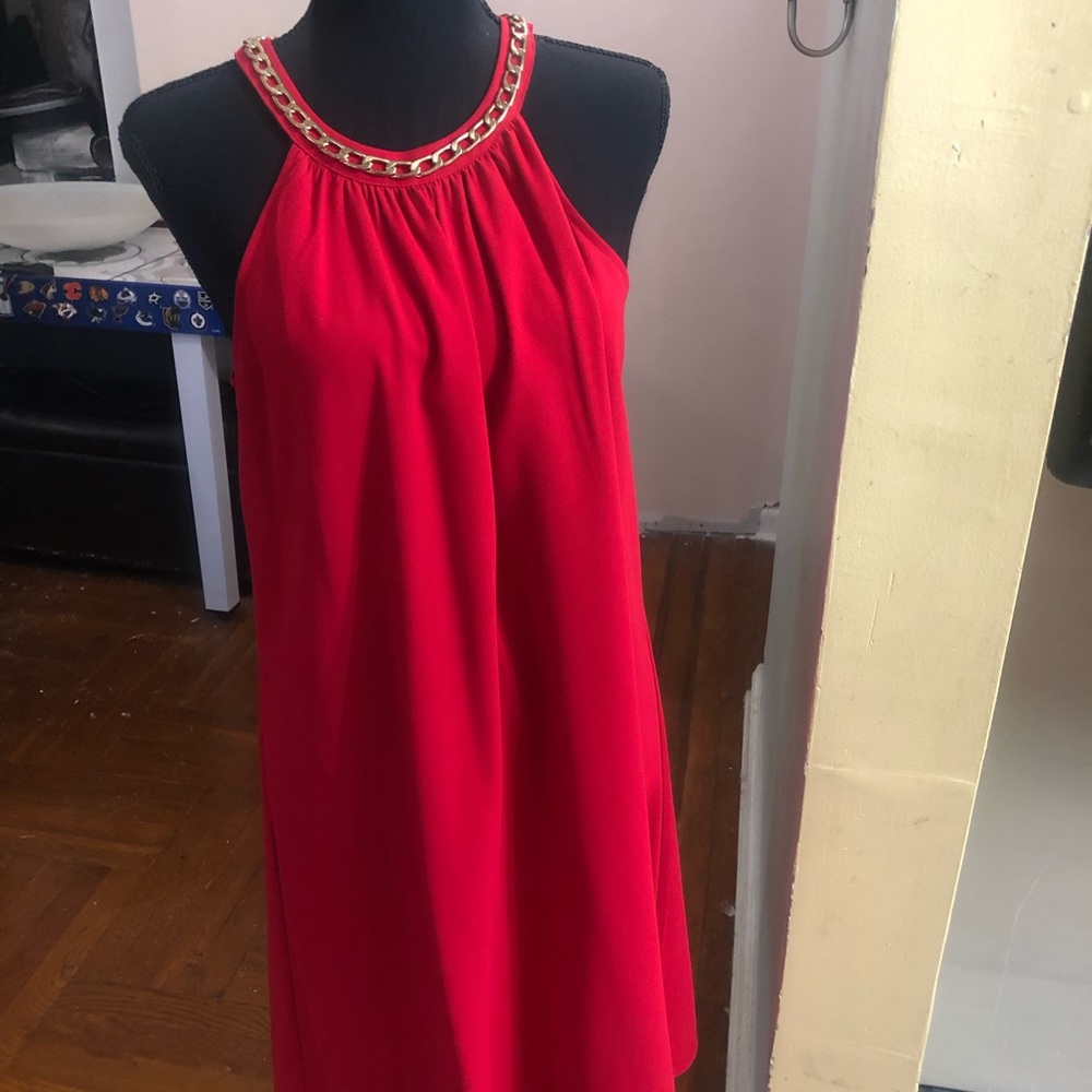 Calvin Klein dress with chain detailing neckline